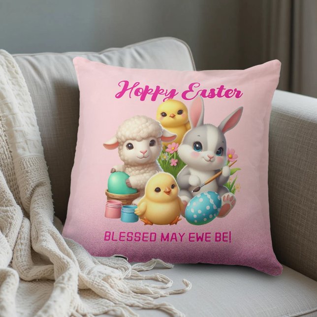 Coussin Poussins De Pâques Mignonnes Poussins De Pâques Po (Hoppy Easter Throw Pillow Cover Photo)
