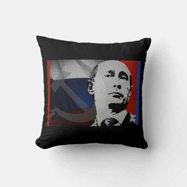 Coussin Poutine avec le drapeau russe (Recto)