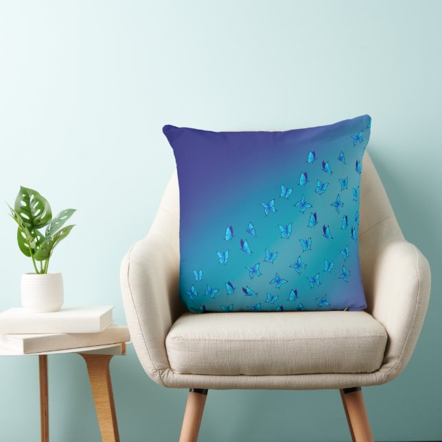 Coussin Poutres et papillons bleus Abstraits (Chaise)