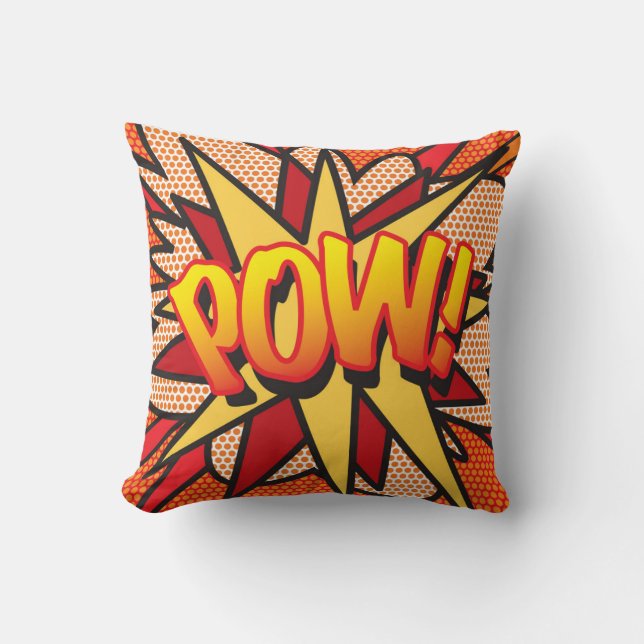 Coussin POW Amusant Rétro Bande Dessinée Pop Art (Recto)