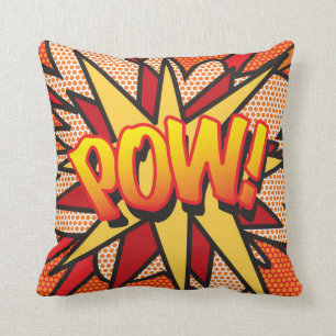 Coussin POW Amusant Rétro Bande Dessinée Pop Art