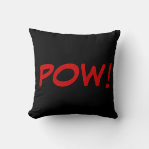 Coussin Pow rouge noir blanc ! Comic Graphic Retro Vintage