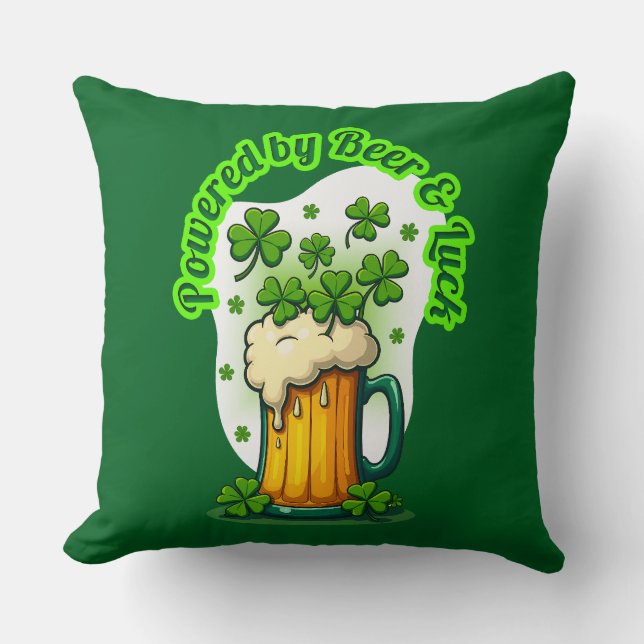 Coussin Powered by Beer St Patrick’s Day Shirt – almofada (Recto)
