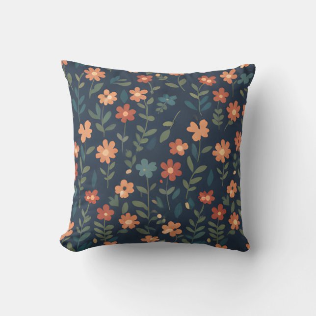 Coussin Prairie de Fleurs Sauvages de Minuit (Recto)