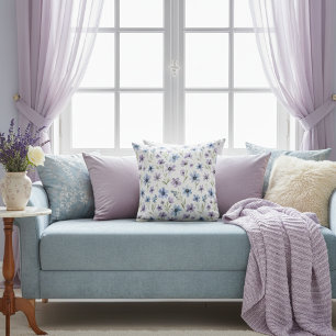 Coussin Prairie de fleurs sauvages violettes