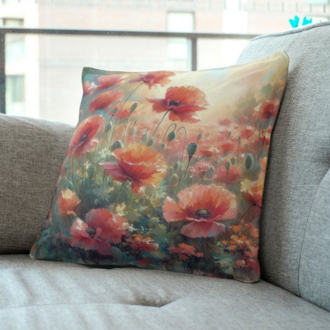 Coussin Prairie de Pavot Paisible (Créateur téléchargé)