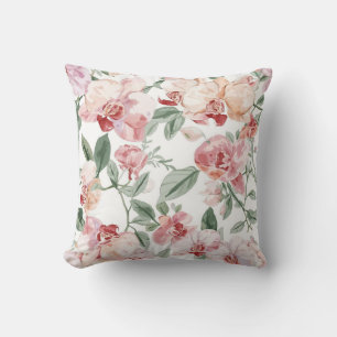 Coussin Prairie d'Orchidée Aquarelle Florale Botanique Émo