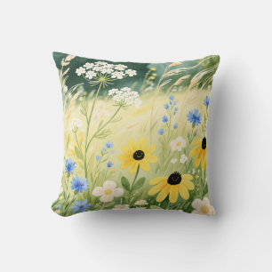 Coussin Prairie Fantaisiste de Fleurs Sauvages
