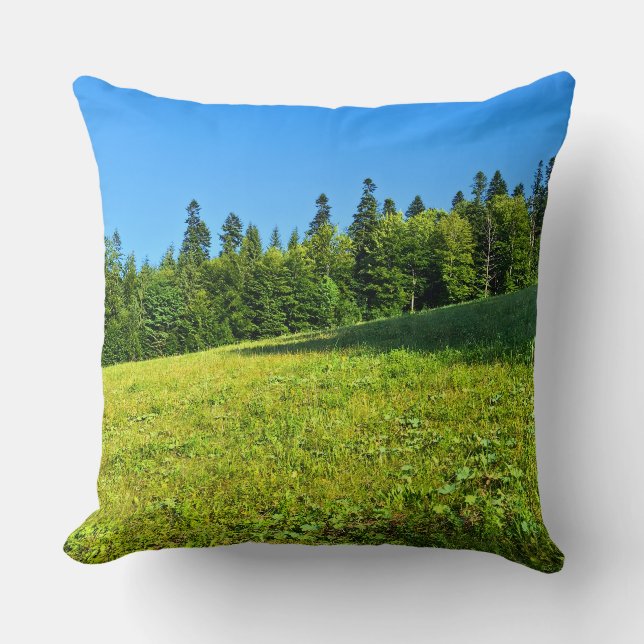 Coussin Prairie verte des Carpates – Impression de montagn (Recto)