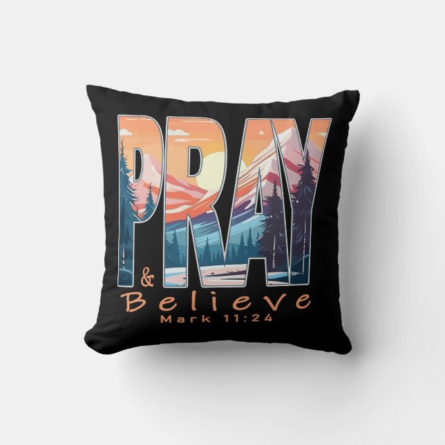 Coussin Pray and Believe Christian Design (Recto)