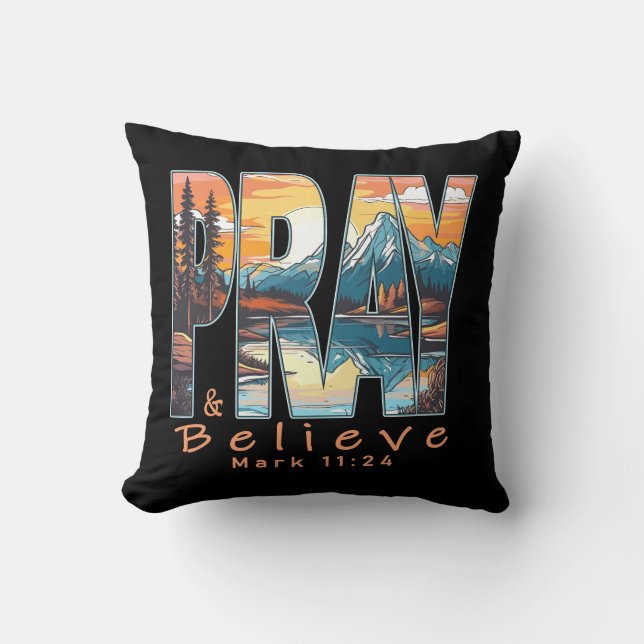 Coussin Pray and Believe Christian Design (Recto)