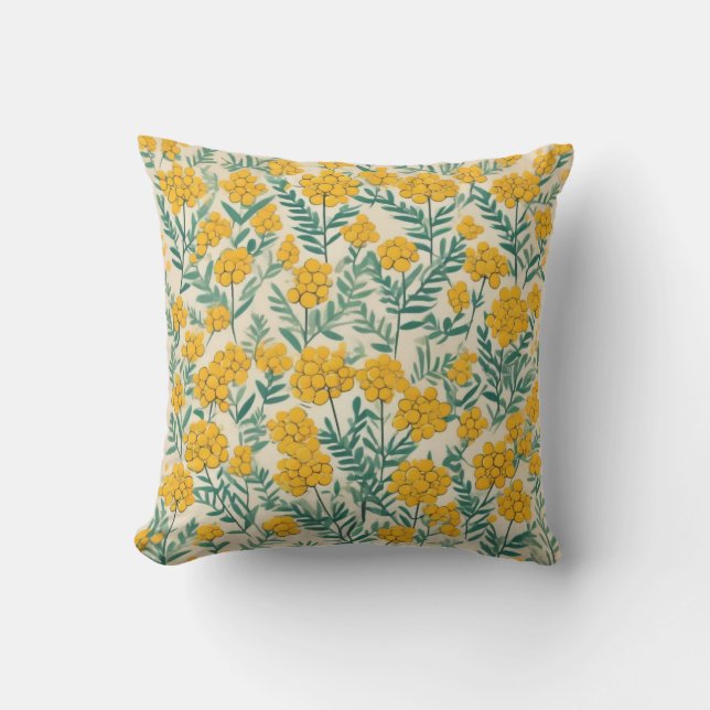 Coussin Pré d'or : Des floraisons de Tansy gaies (Recto)