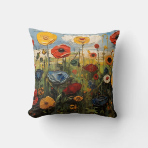 Coussin Pré Printemps Avec Fleurs Colorées