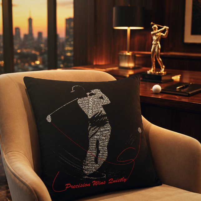 Coussin Précision Gagne Silencieusement Golf Mot Art (Créateur téléchargé)