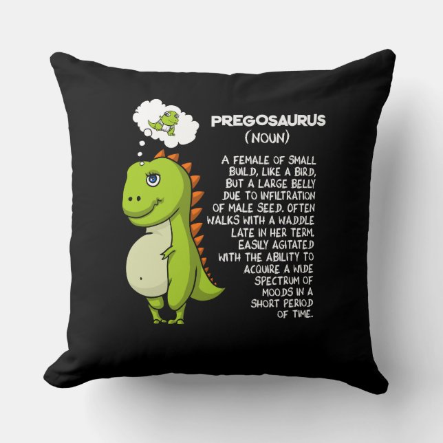 Coussin Pregosaurus T-Rex Dinosaur Maman Grossesse Mère (Recto)