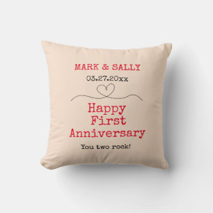 Coussin Premier anniversaire Gift Couple Nom Date Keepsaké