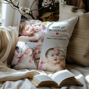 Coussin Premier Cadeau de Fête des Mères   Collage Photo M