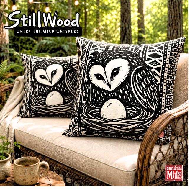 Coussin PREMIER COUP D'ŒIL • StillWood • Effraie des cloch (Créateur téléchargé)