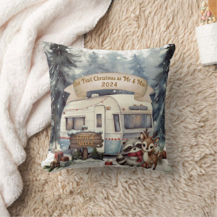 Coussin Premier couple Noël camping en camping-car jeune m