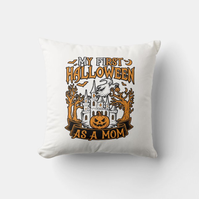 Coussin Premier Halloween en tant que maman Château fantôm (Recto)