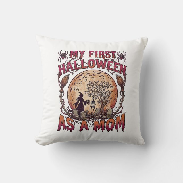 Coussin Premier Halloween en tant que sorcière maman squel (Recto)