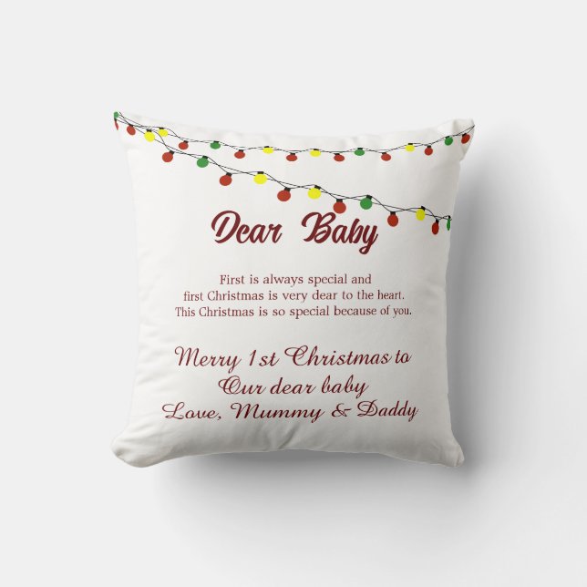 Coussin Premier message personnalisé des parents de Noël (Recto)