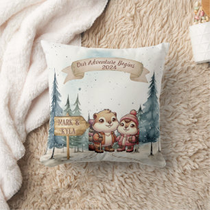Coussin Premier Noël Couple Noël Ornement Jeune Marié