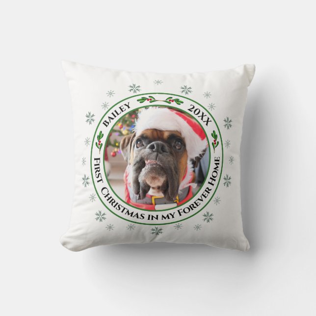 Coussin Premier Noël Dans Mon Forever Home Custom Pet (Recto)