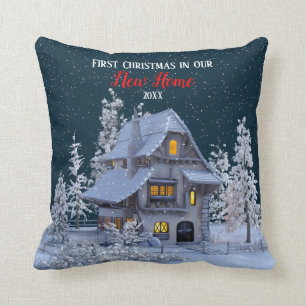 Coussin Premier Noël dans notre nouveau pays d'hiver
