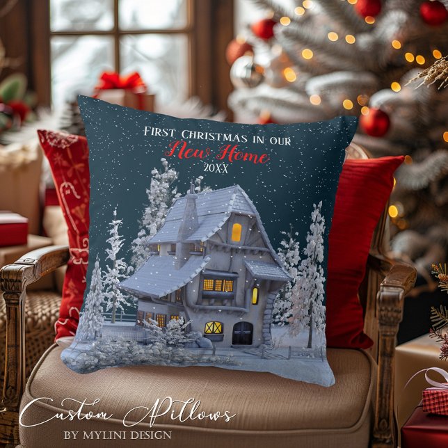 Coussin Premier Noël dans notre nouveau pays d'hiver (Créateur téléchargé)