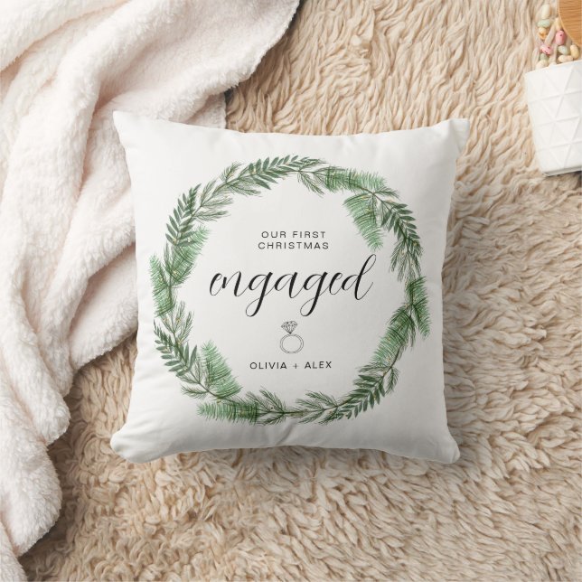 Coussin Premier Noël de fiançailles Cadeau de Noël pour co (Couverture)