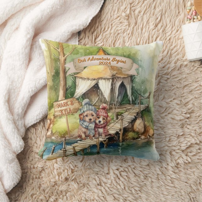 Coussin Premier Noël des jeunes mariés Ornement de couple  (Couverture)