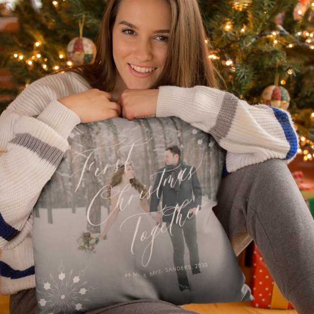 Coussin Premier Noël élégant en tant que M. et Mme photo (Créateur téléchargé)