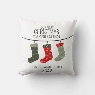 Coussin Premier Noël en famille de trois