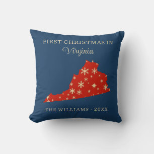 Coussin Premier Noël en Famille en Virginie, État américai