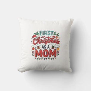Coussin Premier Noël en tant que maman, design de vacances