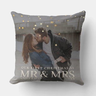 Coussin Premier Noël en tant que Monsieur et Madame Couple