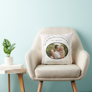 Coussin Premier Noël Famille de Trois Nouveau-Né Bébé