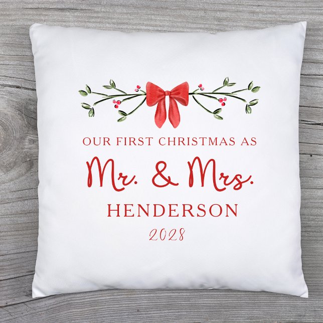Coussin Premier Noël M. et Mme Nouveaux Mariés Fête Person (Créateur téléchargé)