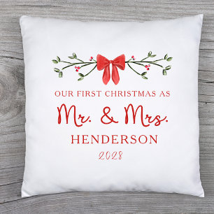 Coussin Premier Noël M. et Mme Nouvellement Mariés Fête de