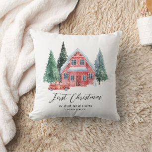 Coussin Premier Noël Maison personnalisée Noël Nouveau Mai