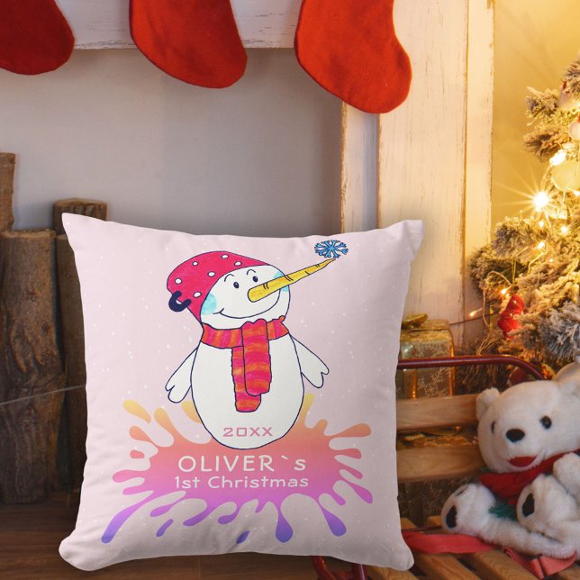 Coussin Premier rose de Noël pour bébé Snowman mou (Créateur téléchargé)