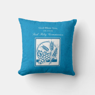 Coussin Première Communion, Blé, Raisins Bleus