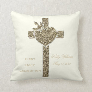 Coussin Première Croix de la Communion avec la Dove et le 