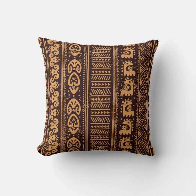 Coussin Première ethnie tribale, motif sans coutures. (Recto)