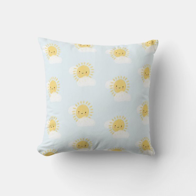 Coussin Première Fête d'Anniversaire Bébé Douche de Soleil (Recto)