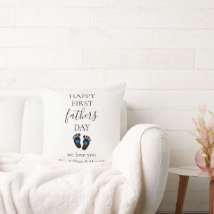 Coussin Première Fête des pères - Empreintes bébé et Coeur