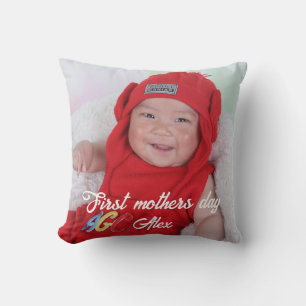 Coussin Première photo de coutume de la fête des mères