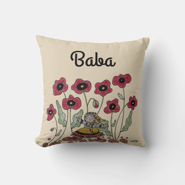 Coussin Prenez du temps de sentir le baba de pavots (Recto)