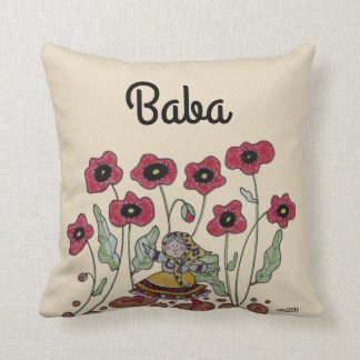 Coussin Prenez du temps de sentir le baba de pavots